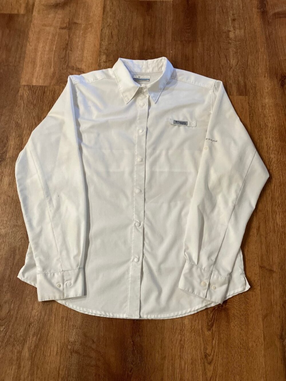Womens Columbia Shirt Tamiami Omni Shade Sun Protection Large White Long Sleeve